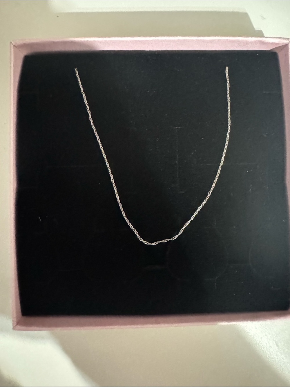 10k solid white gold thin chain necklace